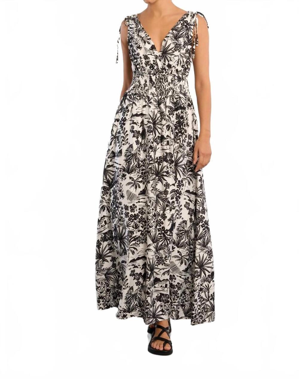 NEW LILI SIDONIO the hawaiian toile maxi dress in black